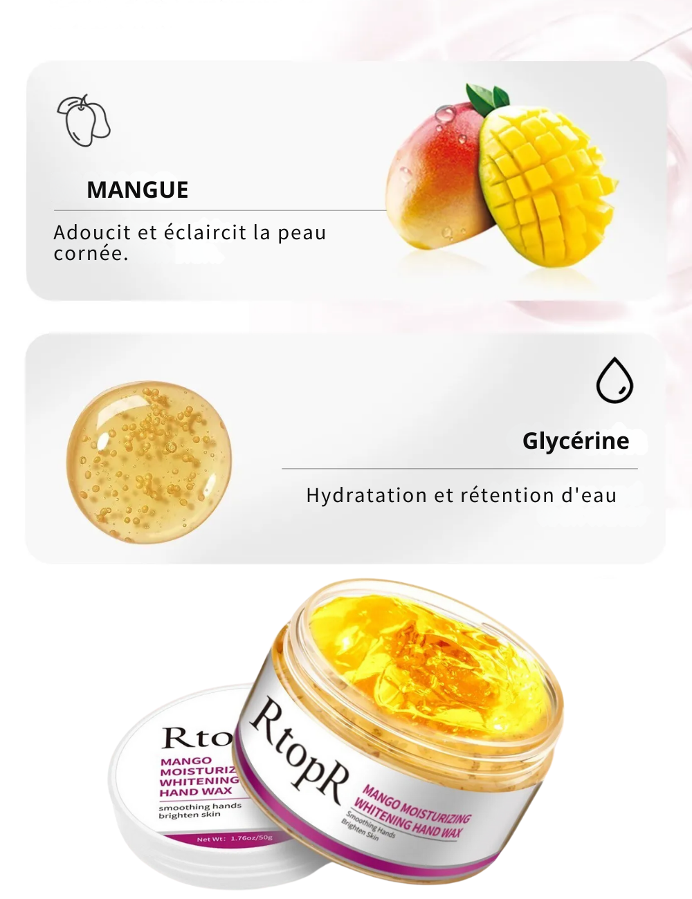 🍑Masque pour les mains blanchissant à la mangue