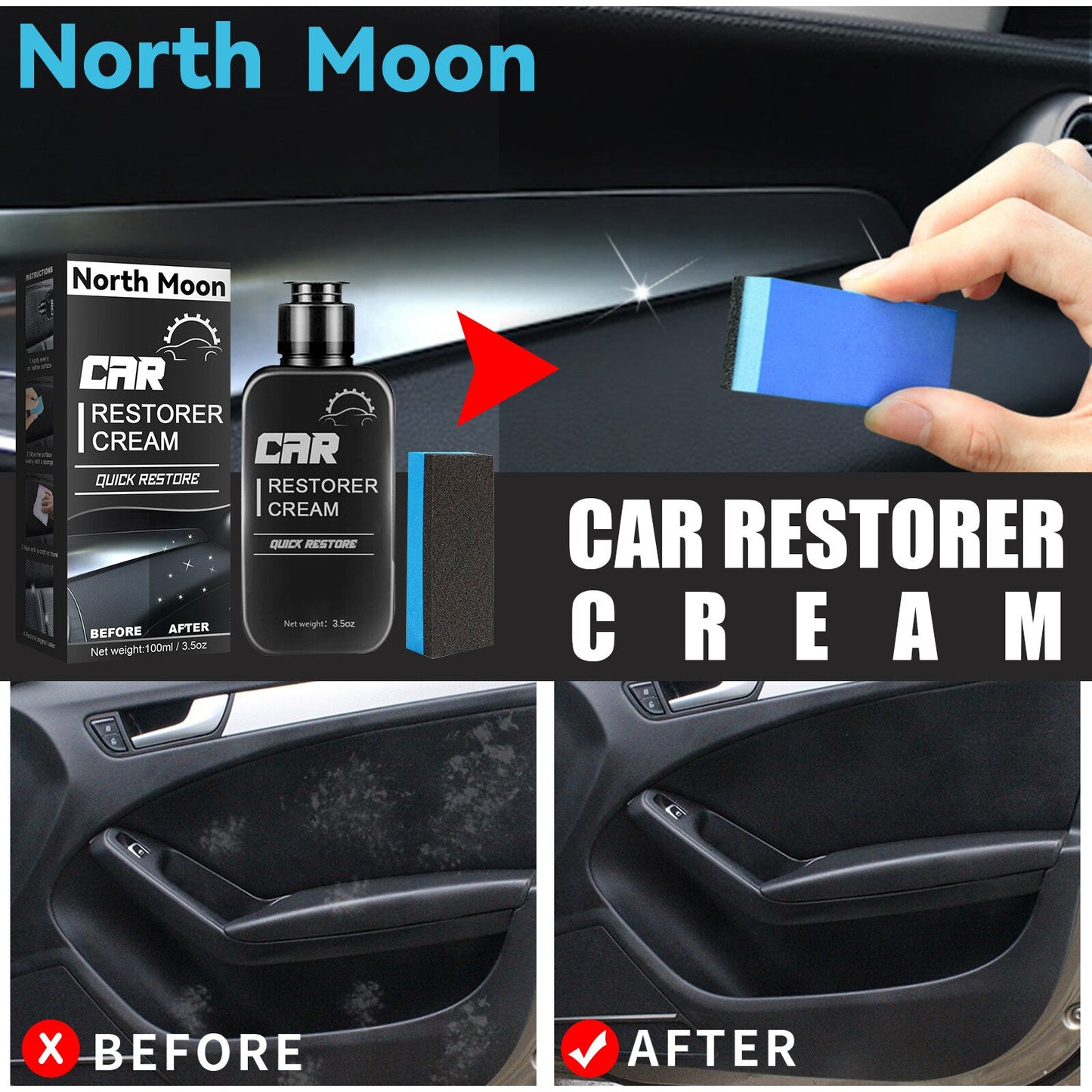 North Moon - vaporisateur de rénovation et nettoyage d'entretien intérieur d'automobile pour rénovation du cuir et pièces en plastique.