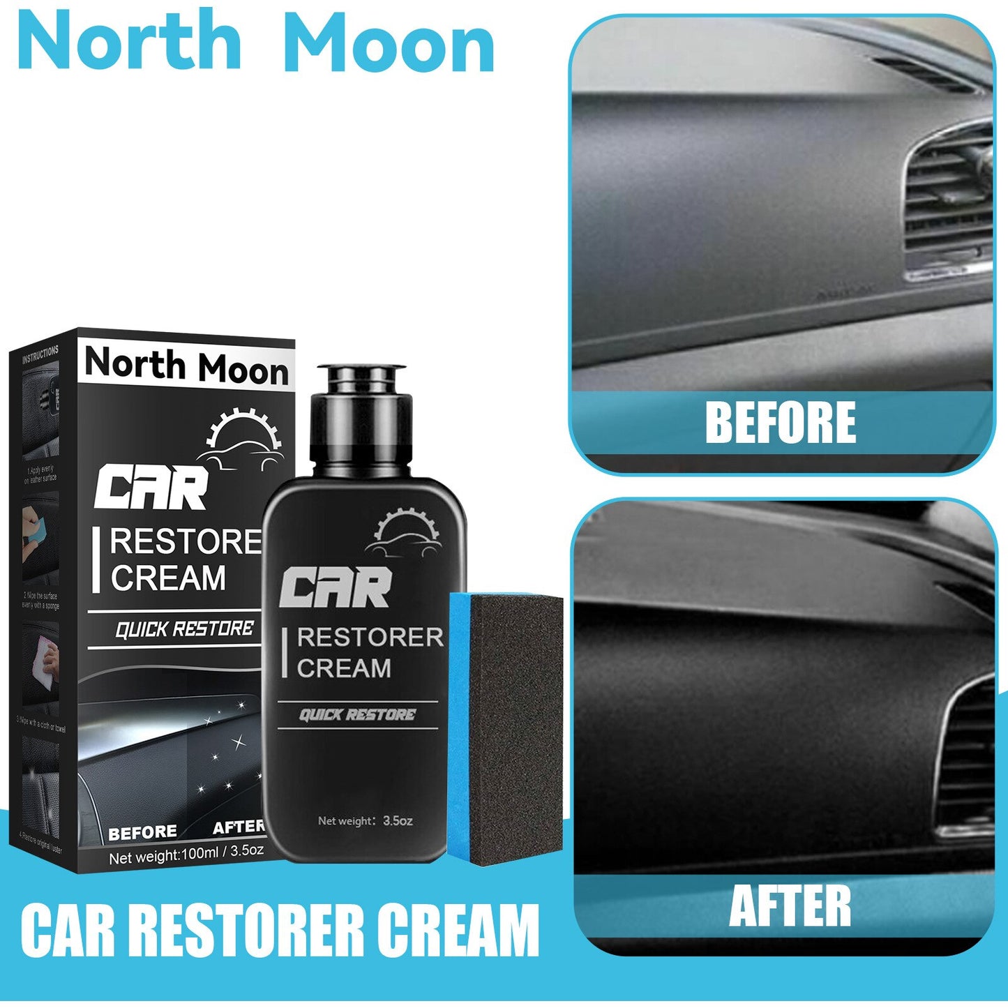 North Moon - vaporisateur de rénovation et nettoyage d'entretien intérieur d'automobile pour rénovation du cuir et pièces en plastique.