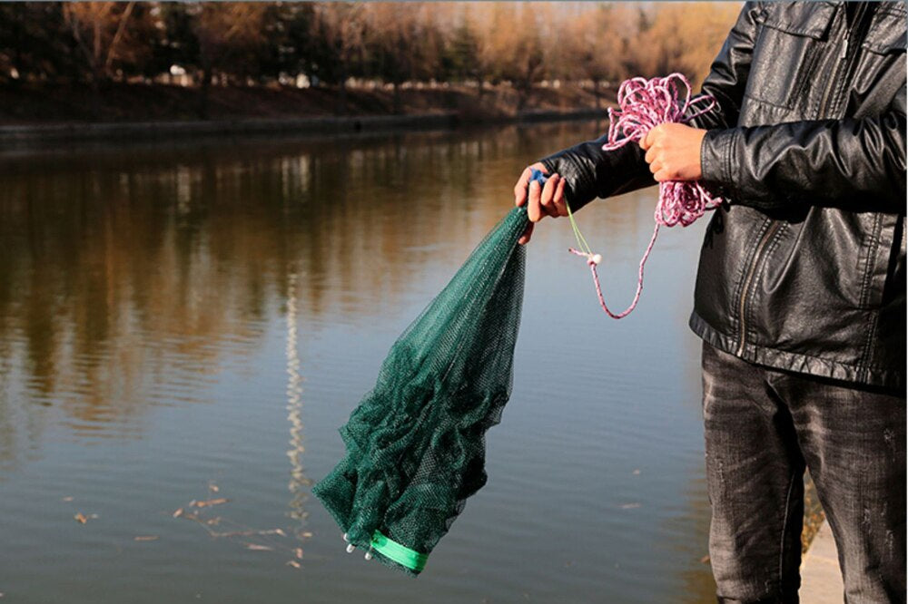 Filet de pêche automatique pliable en Nylon.