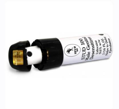STUD 100-Spray désensibilisant génital masculin.