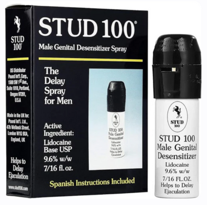 STUD 100-Spray désensibilisant génital masculin.