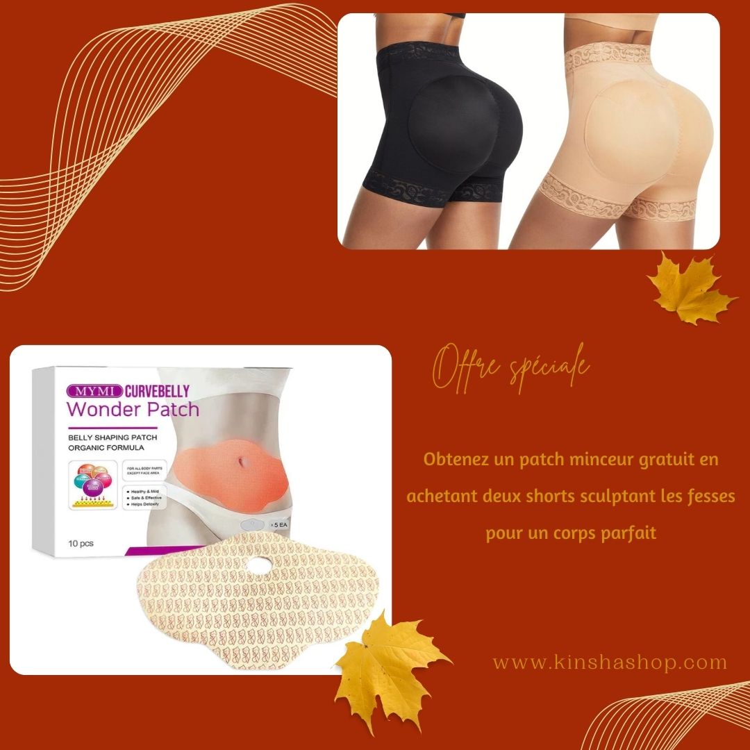 Offre exclusive : achetez deux shorts qui améliorent vos fesses et raffermissent votre ventre et recevez gratuitement un patch minceur pour perdre du poids.