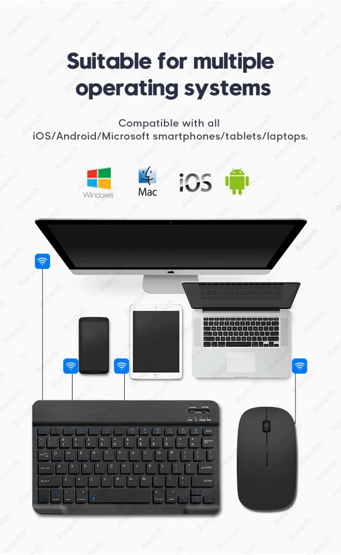 Clavier et souris sans fil Bluetooth, pour iPad, Samsung, Xiaomi, Huawei, Teclado, compatible iOS, Android, Windows