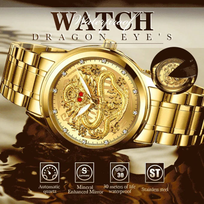 Dragon montre analogique quartz en acier inoxydable pour hommes.