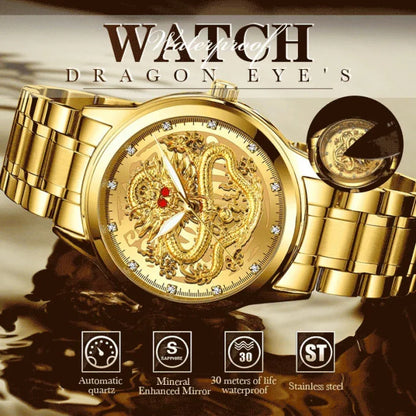 Dragon montre analogique quartz en acier inoxydable pour hommes.