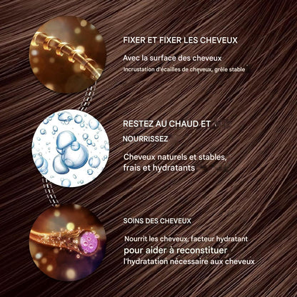 Spray épaississant pour cheveux aux protéines végétales.