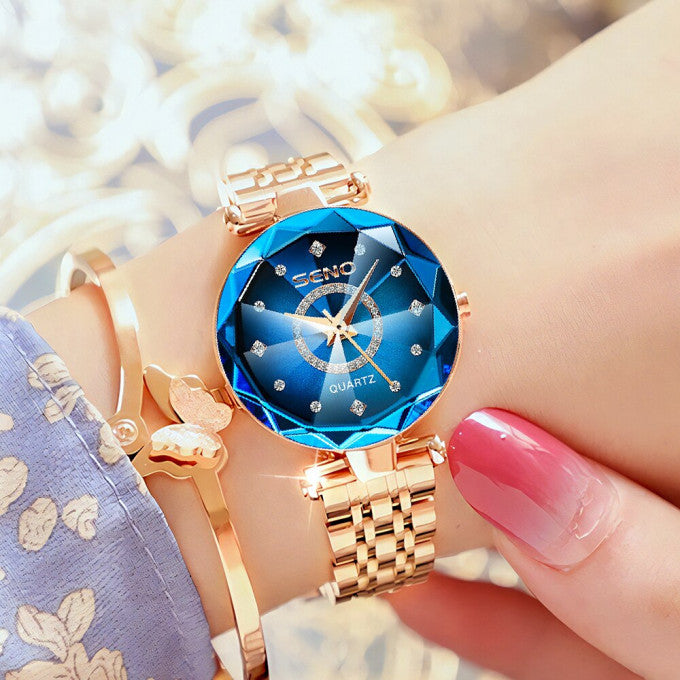 Montre pour femmes de luxe design or durable résistance à l'usure.